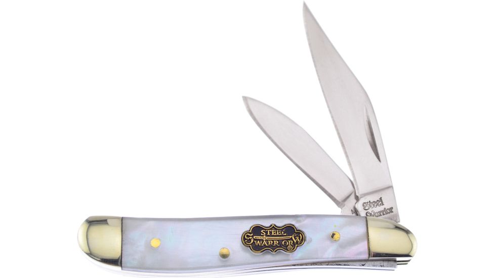 Frost Steel Warrior Peanut MOP Folding Knife,Stainless Steel,Standard Edge,Clip and Pen,Mirror Polish,Mother of Pearl Handle FSW107SMOP