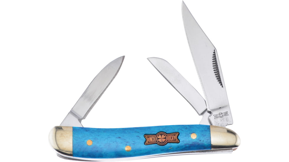 Frost Swayback Uncle Lucky Folding Knife, Blue smooth bone handle, UL-195BLSB3
