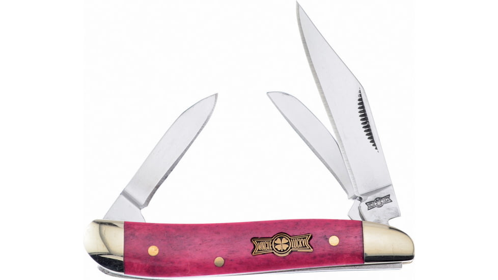 Frost Swayback Uncle Lucky Folding Knife, Red smooth bone handle, UL-195RSB/3