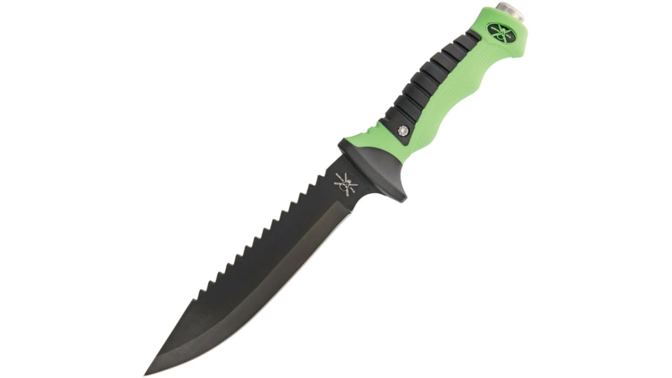 Frost Tac Xtreme Fixed Blade Knife, 7in, Sawback, Lime Green, Rubber Handle FTX077GB
