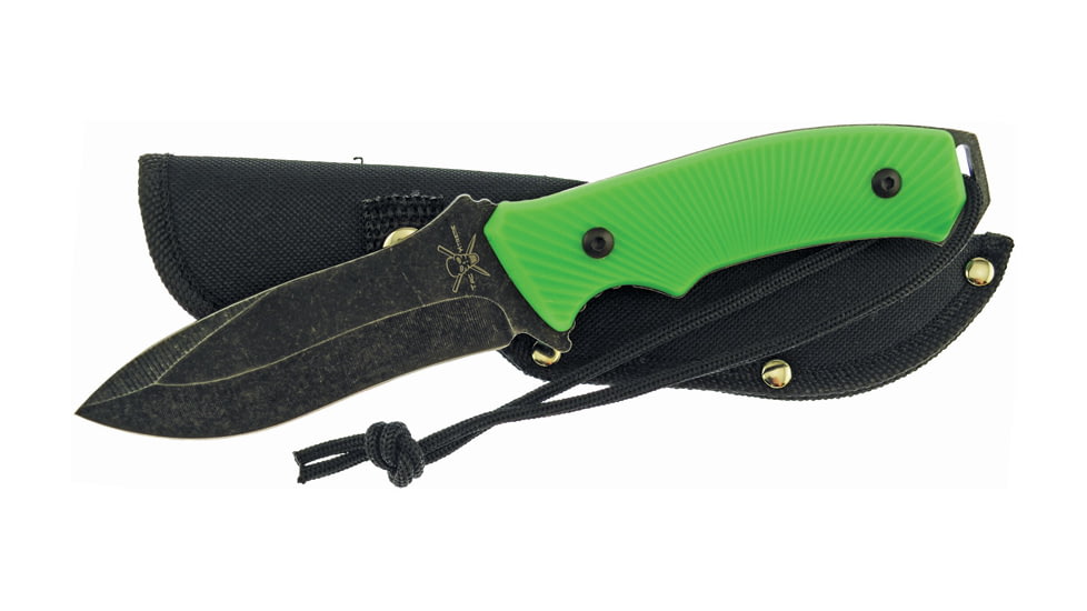 Frost Tac Xtreme Fixed Blade Knife, 9in, 4.25in, Black Stonewash, Lime Green, Composition Handle FTX054ZG