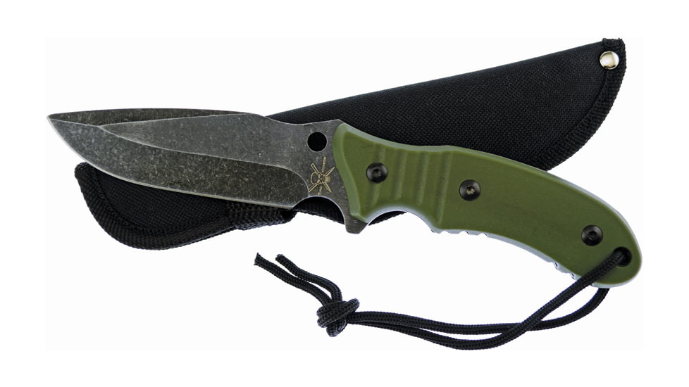 Frost Tac Xtreme Fixed Blade Knife, 9in, 4.5in, Black Stonewash, Army Green, Composition Handle FTX057AG