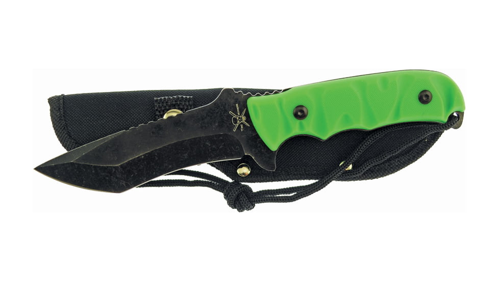 Frost Tac Xtreme Fixed Blade Knife, 9in, 4.5in, Black Stonewash, Lime Green, Composition Handle, Extended Tang FTX055ZG