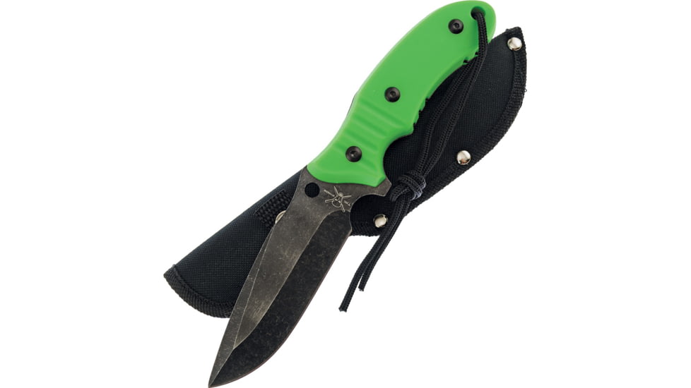 Frost Tac Xtreme Fixed Blade Knife, 9in, 4.5in, Black Stonewash, Lime Green, Composition Handle FTX058ZG