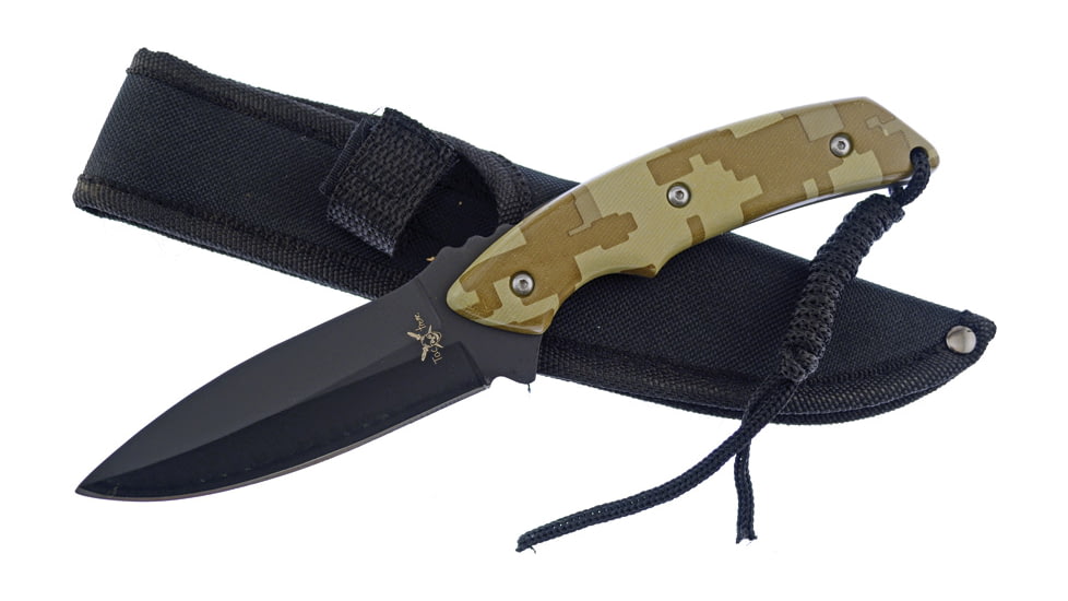 Frost Tac Xtreme Fixed Blade Knife, 9in, 4in, Black, Green, Digital Camo Handle FTX026DGC