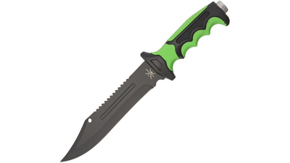 Frost Tac Xtreme Zombie Fixed Blade Knife, 7.5in, Clip Point with Blood Groove, Black, Small Serrations, Composition Handle FTA056GRB