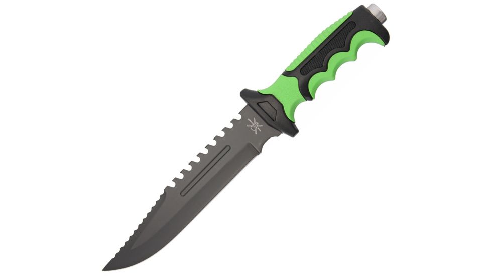 Frost Tac Xtreme Zombie Fixed Blade Knife, 7.5in, Clip Point with Blood Groove, Large Serrations, Black, Composition Handle FTA057GRB
