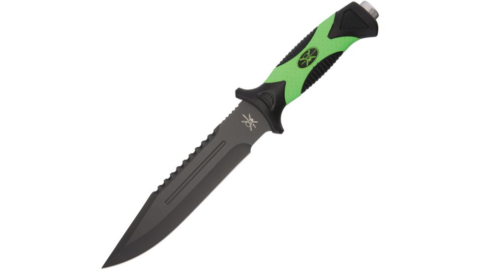 Frost Tac Xtreme Zombie Fixed Blade Knife, 7.5in, Drop Point with Blood Groove, Black, Composition Handle FTX050GRB