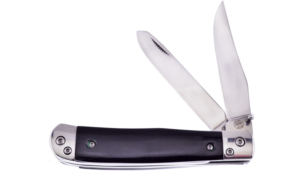 Frost Trapper Buffalo Horn Folding Knife, 4.13in Closed, Mirror 440 Stainless Clip/Spey Blades, Buffalo Horn Handle, OC-173BH
