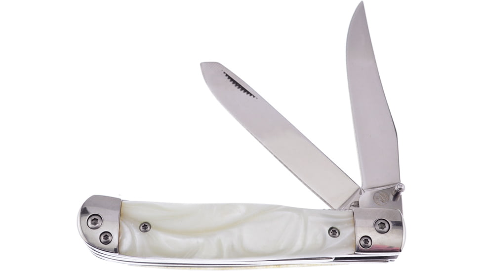 Frost Trapper Cracked Ice Folding Knife, 4.13in Closed, Mirror 440 Stainless Clip/Spey Blades, Cracked Ice Synthetic Handle, OC-173CI