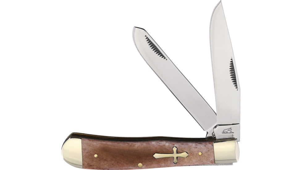 Frost Trapper Folding Knife, Brown smooth bone handle, BKH-108BRSB