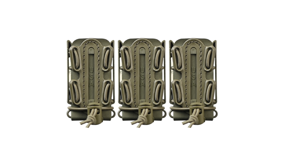 G-Code Pistol Soft Shell Scorpion Mag Carrier w/ P1/P2/P3 Molle and Belt Mounts, Pack of 3, Ambidextrious, OD Green Frame/OD Green Shell, Short, SS-P2-3PK-123-GNGN