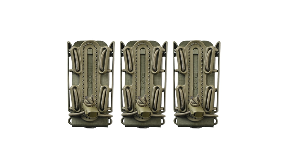 G-Code Pistop Soft Shell Scorpion Tall Mag Carrier w/ P1/P2/P3 Molle and Belt Mounts, Pack of 3, Ambidextrious, OD Green Frame/OD Green Shell, Tall, SS-P1-3PK-123-GNGN