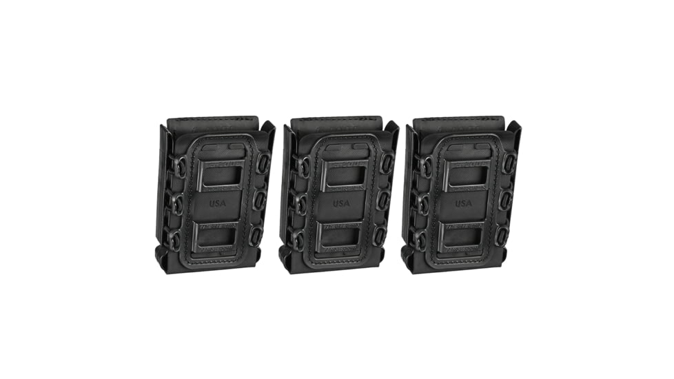 G-Code Rifle Soft Shell Scorpion Mag Carrier w/ R1/R2/R3 Molle and Belt Mounts, Pack of 3, Black Frame/Black Shell, Rifle, SS-R1-3PK-123-BKBK