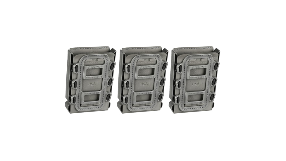 G-Code Rifle Soft Shell Scorpion Mag Carrier w/ R1/R2/R3 Molle and Belt Mounts, Pack of 3, Grey Frame/Grey Shell, Rifle, SS-R1-3PK-123-GYGY