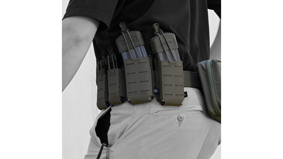 G-Code SYNC PM-D Double Pistol Magazine Carrier w/ P1/P3 Molle and Belt Mounts, Grey, SYN-PMD-13-GY