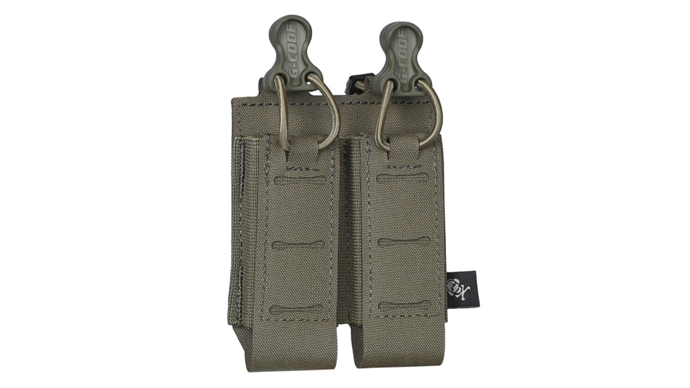 G-Code SYNC PM-D Double Pistol Magazine Carrier w/ P1/P3 Molle and Belt Mounts, Ranger Green, SYN-PMD-13-RG