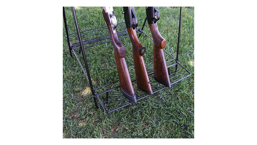 GPS Portable Metal Camp Gun Stand, Rubber Top Rail, 9-Gun Capacity, Gray, GPS-3524MCS
