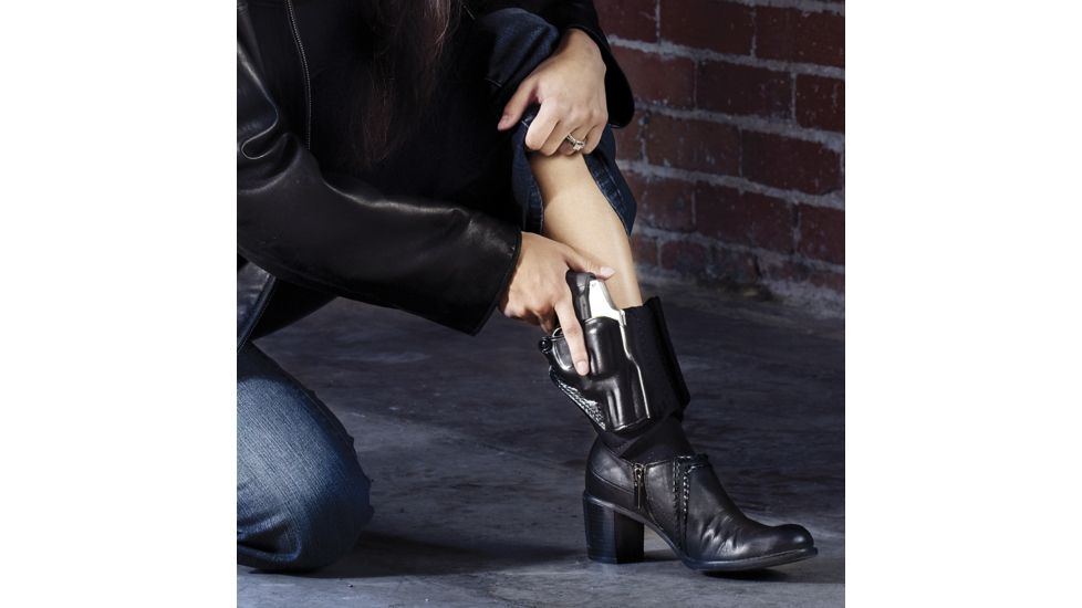 Galco Ankle Glove Holster - Right Hand, Black, Thumb Break Retention Strap, Taurus 327/605/94 AG118B