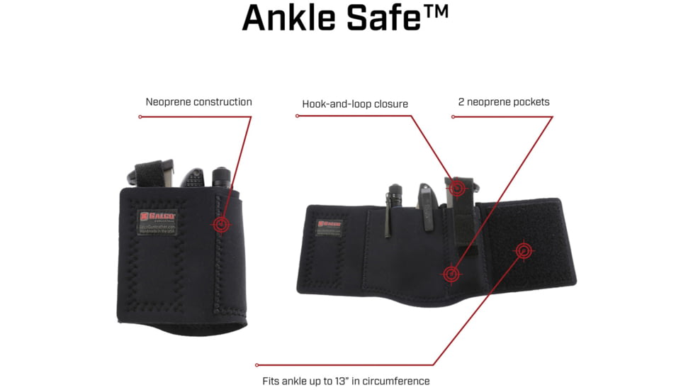 Galco Ankle Safe 3.0 Holster, Smith &amp; Wesson M&amp;P M2.0 4.25in, Ambidextrous, Black - AS3B