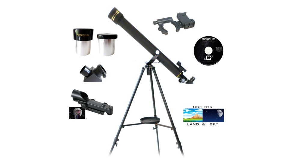 700mm X 60mm Refractor Telescope and Smartphone Photo Adapter Kit, Black
