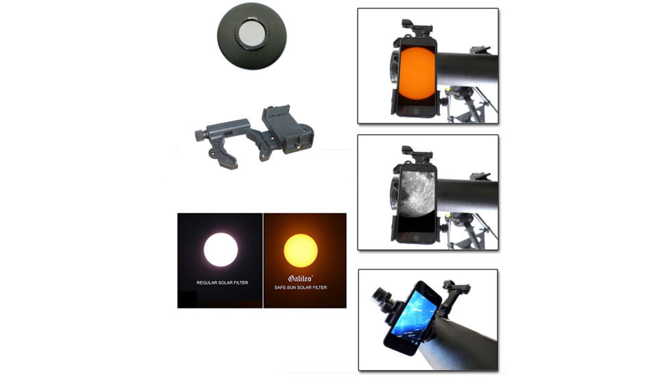 Galileo 800mm x 95mm Reflector Telescope w/ Smartphone Adapter, Black, G-80095SPASF