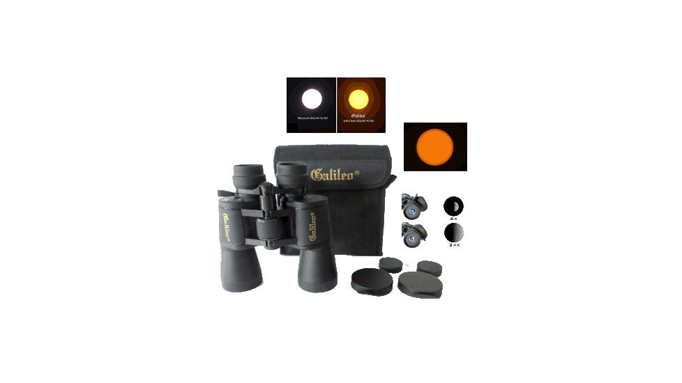 Galileo Zoom Binocular 8-24x50mm w/Solar Filters, Black, NSN N, G-82450SF