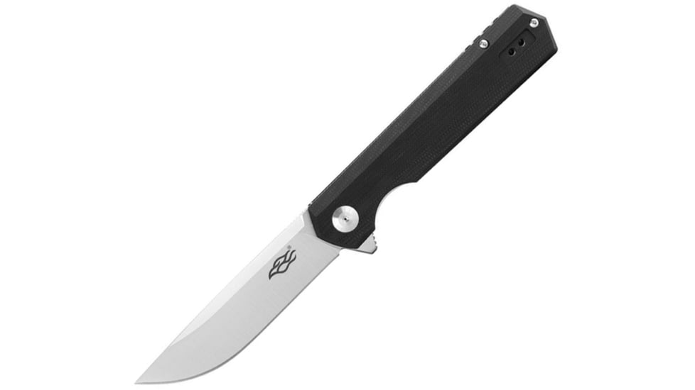Ganzo Knives Firebird Linerlock Black Folding Knife, 3.5 satin finish D2 tool steel drop point blade, Black G10 handle, FH11-BK