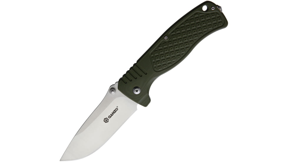 Ganzo Knives G722 Framelock Green Folding Knife, 3.5 satin finish 440C stainless blade, Green textured G10 handle with stonewash finish st, G722-GR