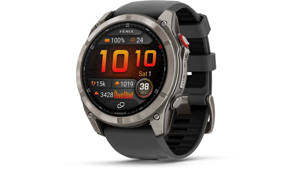 Garmin Fenix 8 Pro Unisex Watches, 51mm Case Diameter, Titanium Bezel, Graphite/Black Silicone Band, 010-03199-10