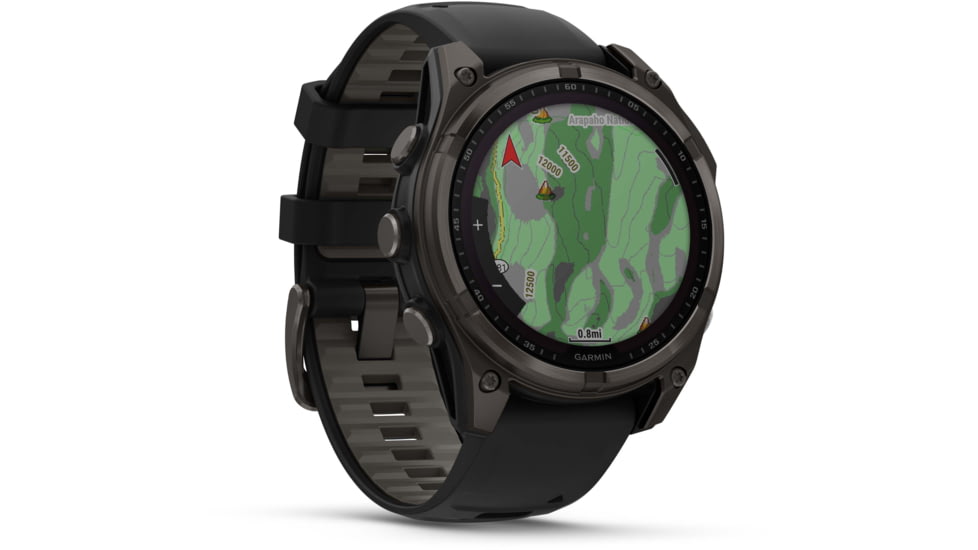 Garmin fenix 8 Sapphire Solar Edition 47mm GPS Watch, Carbon Gray DLC Titanium with Black/Pebble Gray Silicone, 010-02906-10