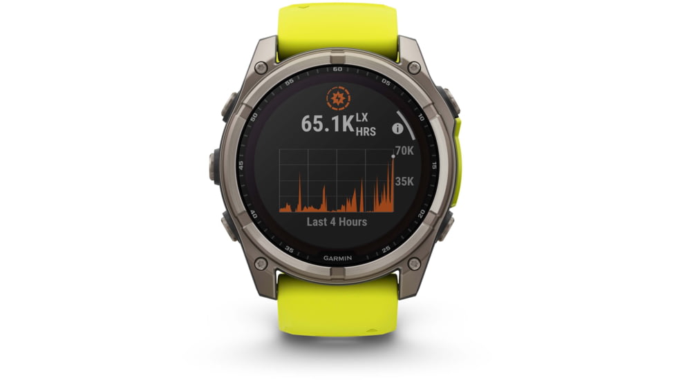 Garmin fenix 8 Sapphire Solar Edition 51mm GPS Watch, Titanium with Amp Yellow/Graphite Silicone, 010-02907-20