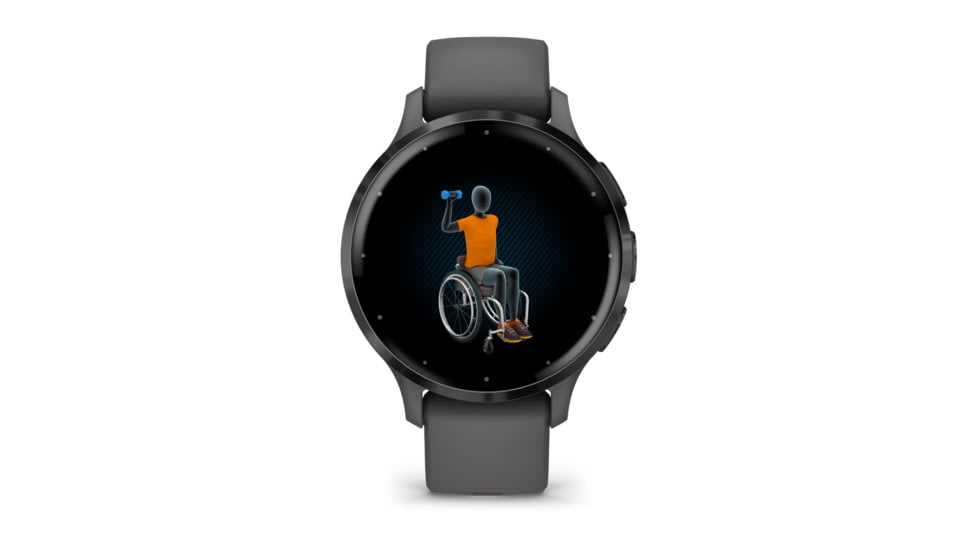 Garmin Venu 3S Watch, Slate Stainless Steel Bezel w/ Pebble Gray Case and Silicone Band, 010-02785-00