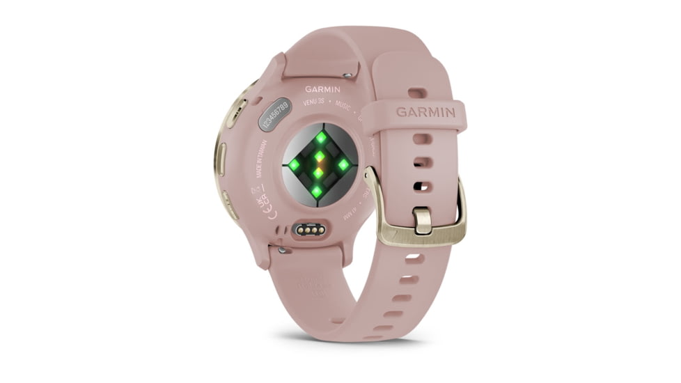 Garmin Venu 3S Watch, Soft Gold Stainless Steel Bezel w/ Dust Rose Case and Silicone Band, 010-02785-03