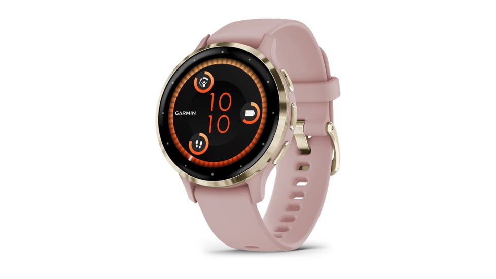 Garmin Venu 3S Watch, Soft Gold Stainless Steel Bezel w/ Dust Rose Case and Silicone Band, 010-02785-03
