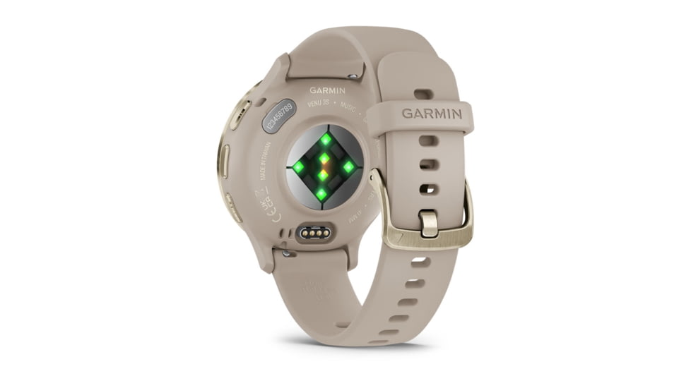 Garmin Venu 3S Watch, Soft Gold Stainless Steel Bezel w/ French Gray Case and Silicone Band, 010-02785-02
