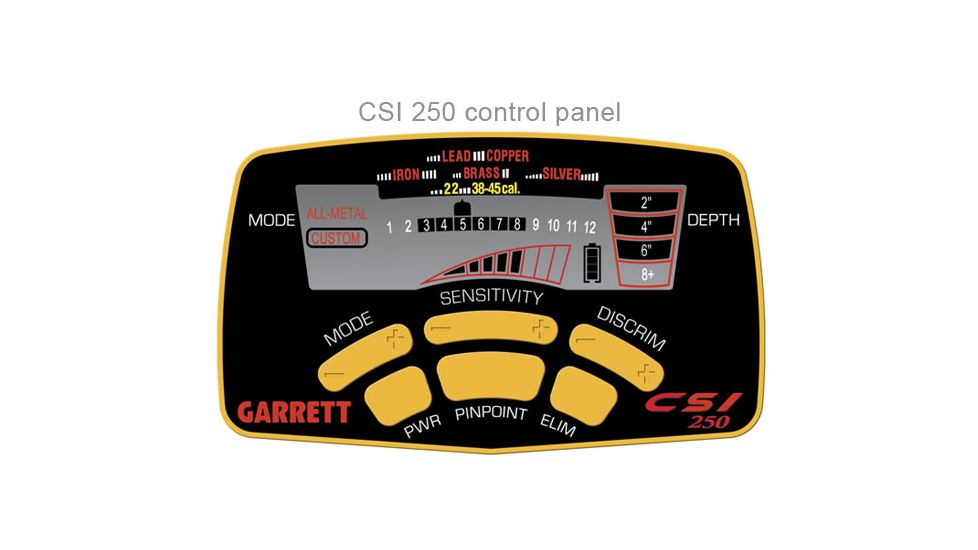 Garrett CSI250 Metal Detector - Control Panel
