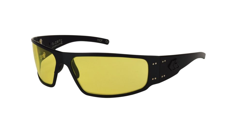 Gatorz Magnum Z Ansi Z87.1 Sunglasses, Matte Black Frame, Yellow W/ Anti-Fog Lens, MAGZBLK04A