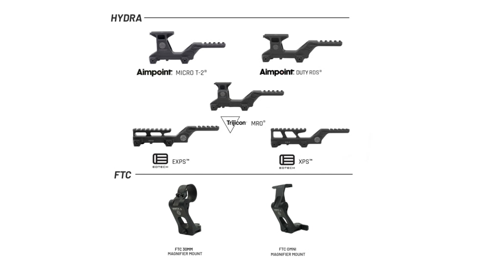GBRS Group Hydra x UNITYTM 2.91 FTC Magnifier Diving Board Mount Bundle, 30mm, EOTECH EXPS, Black, One Size, HYDRA2FTC-EXPS30MM-BLK