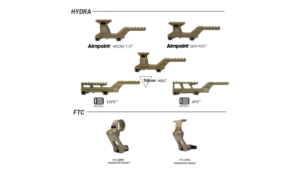 GBRS Group Hydra x UNITYTM 2.91 FTC Magnifier Diving Board Mount Bundle, 30mm, EOTECH XPS, FDE, One Size, HYDRA2FTC-XPS30MM-FDE