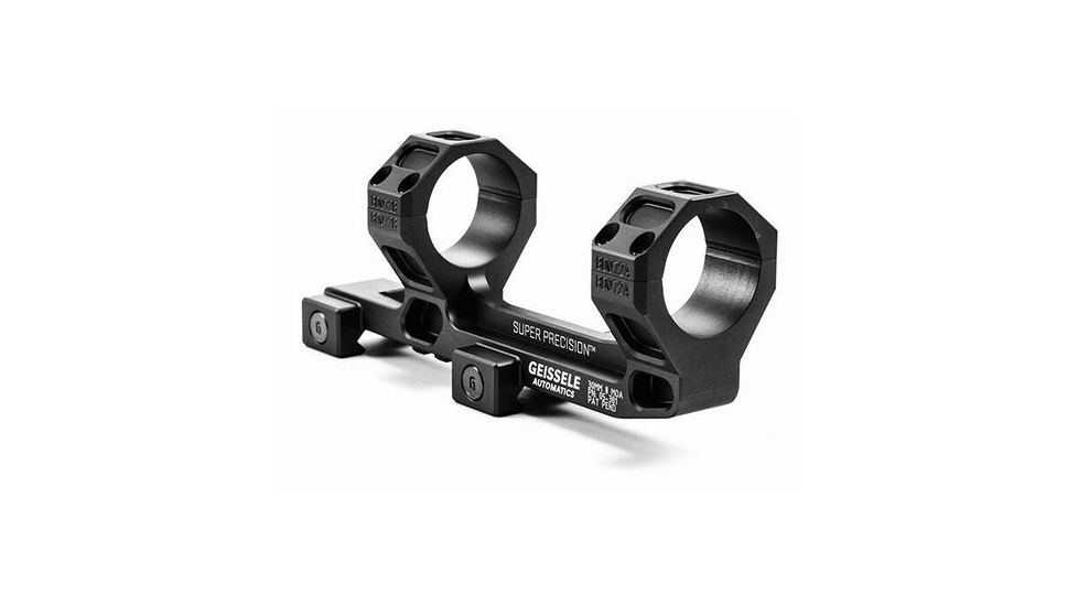 Geissele AR-15/M4 Super Precision Scope Mount, 30 mm Tube, 0 MOA, Extended, Type 3 Anodized, Black, 05-381B