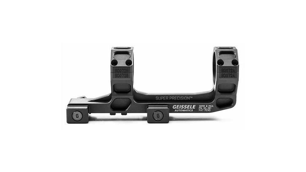 Geissele AR-15/M4 Super Precision Scope Mount, 30 mm Tube, 0 MOA, Extended, Type 3 Anodized, Black, 05-381B