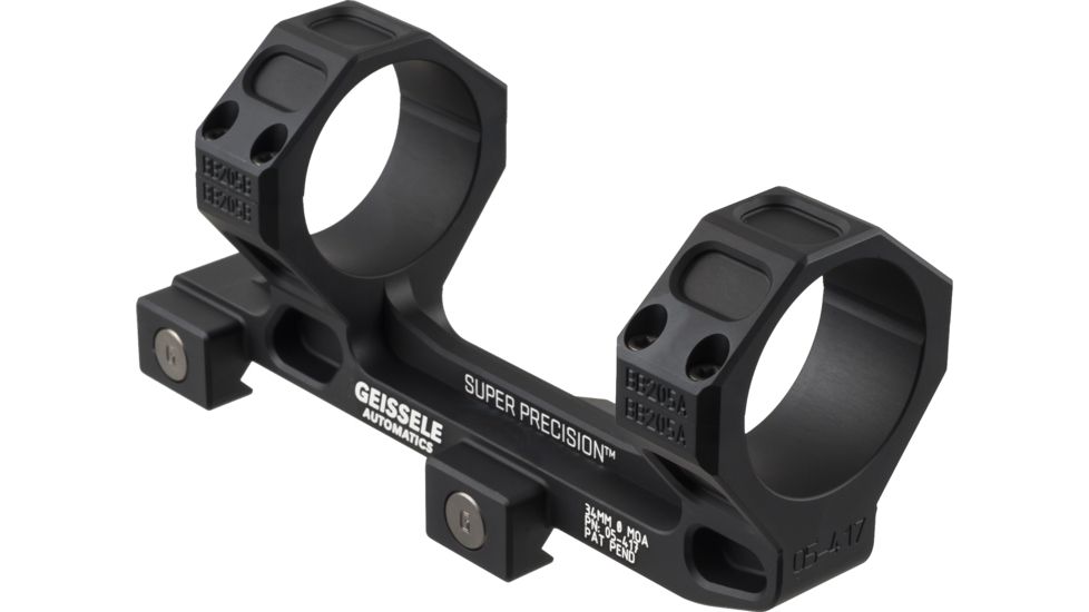 Geissele AR-15/M4 Super Precision Scope Mount, 34 mm Tube, 0 MOA, Standard, Type 3 Anodized, Black, 05-417B