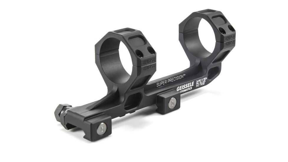 Geissele AR-15/M4 Super Precision Scope Mount, 34 mm Tube, 0 MOA, Extended, Type 3 Anodized, Black, 05-405B