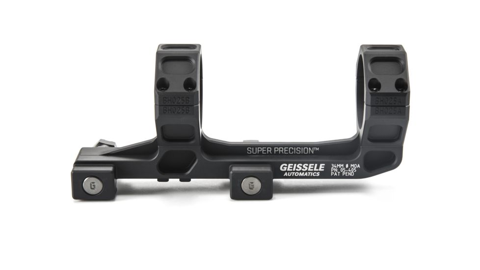 Geissele AR-15/M4 Super Precision Scope Mount, 34 mm Tube, 0 MOA, Extended, Type 3 Anodized, Black, 05-405B