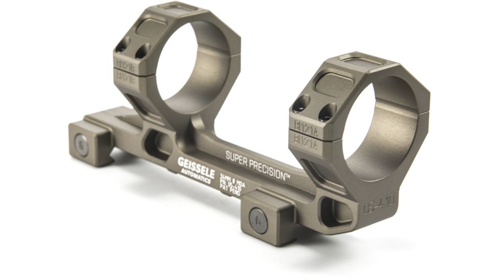 Geissele SR-25/AR-10 Super Precision Series Extended Scope Mount,34mm,7075-T6 Aluminum,Desert Dirt Color 05-410S