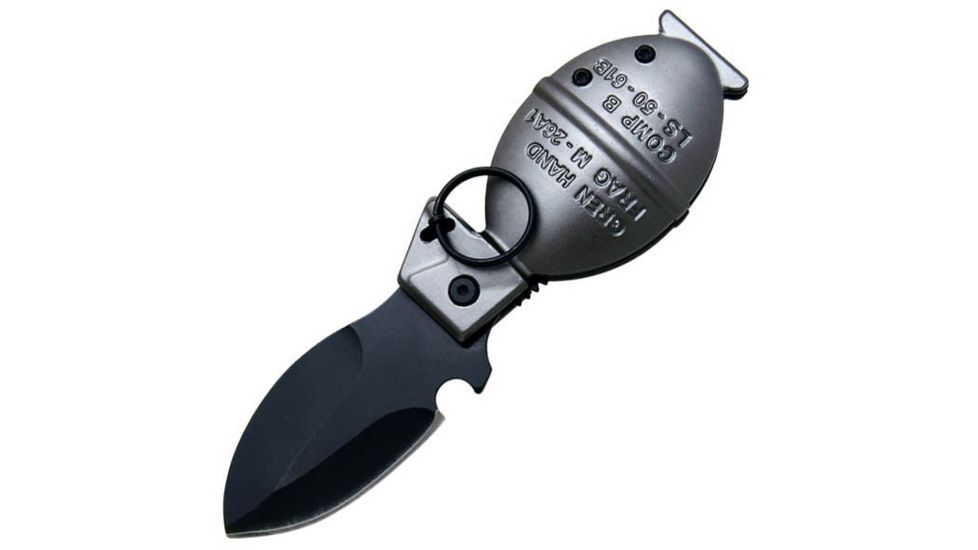 Gen Pro Grenade Assisted Opener Knife, Gray Aluminum Handle, Black Plain SK-8266GY