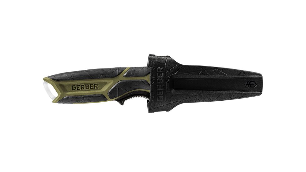 Gerber Crossriver Fixed Blade Knife, 3in, 9CR18MOV Steel Blade, Sage Green, 31-003414