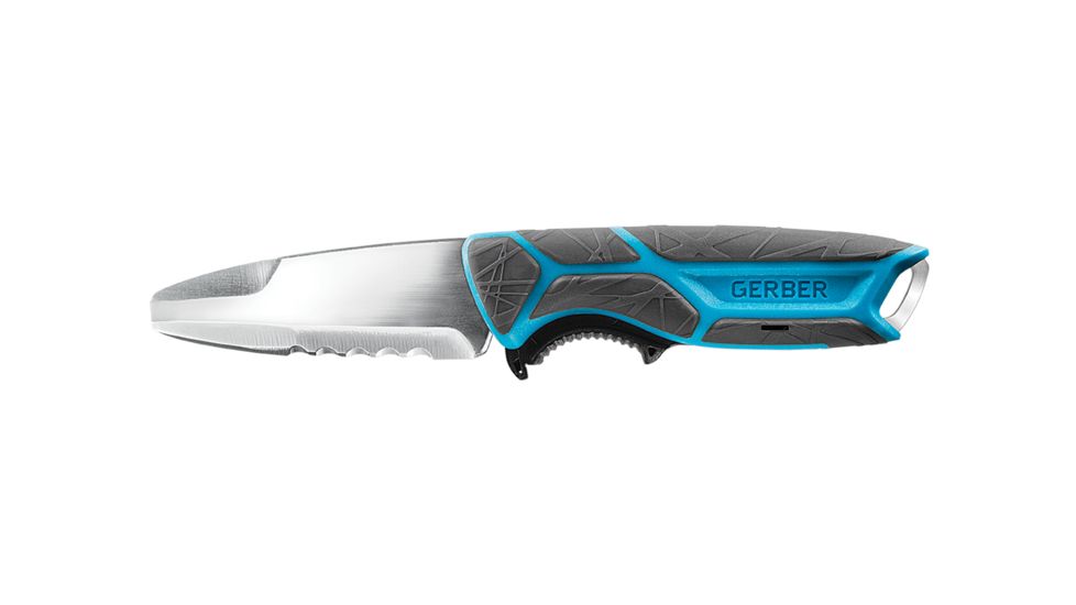 Gerber Crossriver Fixed Blade Knife, 3in, 9CR18MOV Steel Blade, Salt-Resistant, Cyan, 31-003591