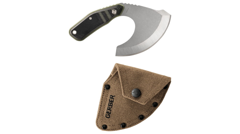 Gerber Downwind Ulu Fixed Blade Knife, 3.5in 7Cr17MoV Steel Stonewash Blade, Olive G-10 Scale Handle, 30-001824